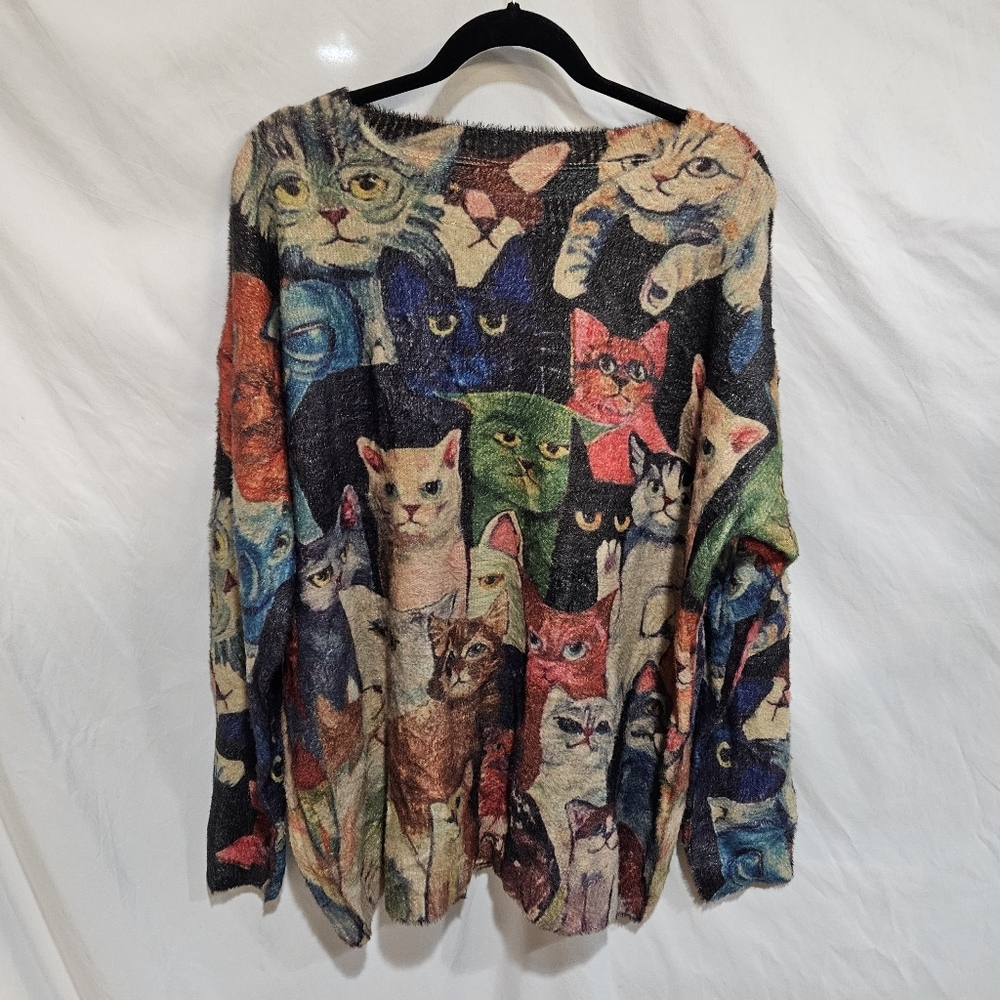 Colorful Cat Pattern Sweater